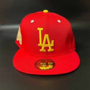 Los Angeles Dodgers Fitted Hat New Era Red Simpsons Pack 75th WS Patch